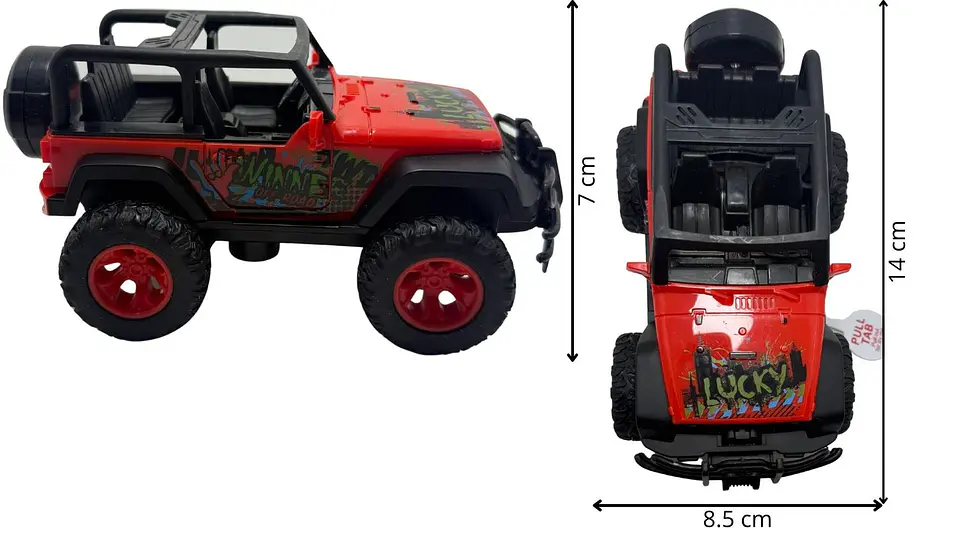Carro manual Tab luz sonido forma jeep colores Juguete niños 6
