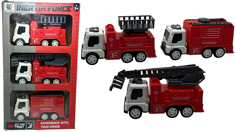 Juguete Set de Carros Manuales Rojo de Bomberos X3und Niños