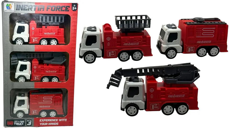 Juguete Set de Carros Manuales Rojo de Bomberos X3und Niños 1