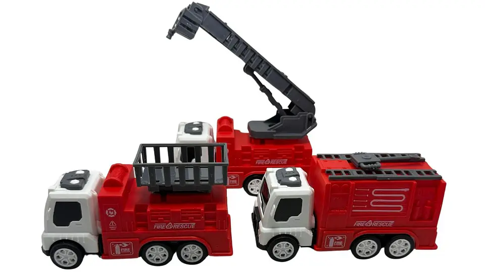 Juguete Set de Carros Manuales Rojo de Bomberos X3und Niños 2