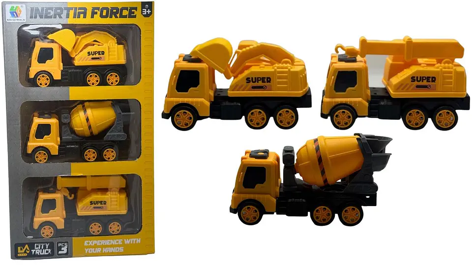Juguete kit de Carros Manuales Amarillo de Construcción X3und Niños 1