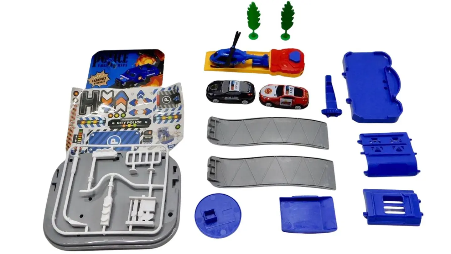 Mini Maleta Pista De Carros Juguete Accesorios Niños Patrulla Azul 2