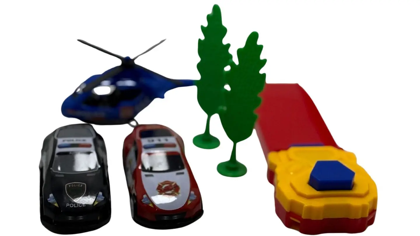 Mini Maleta Pista De Carros Juguete Accesorios Niños Patrulla Azul 3