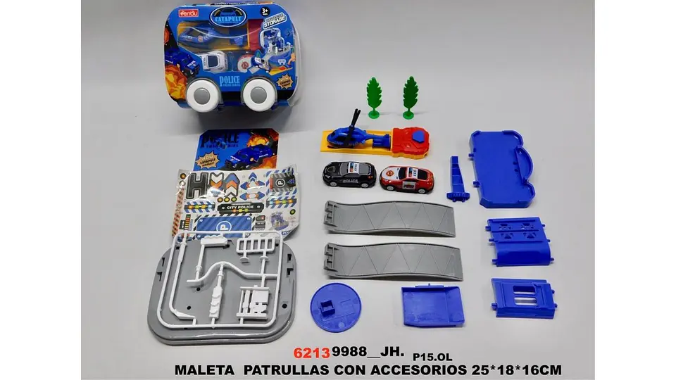 Mini Maleta Pista De Carros Juguete Accesorios Niños Patrulla Azul 6