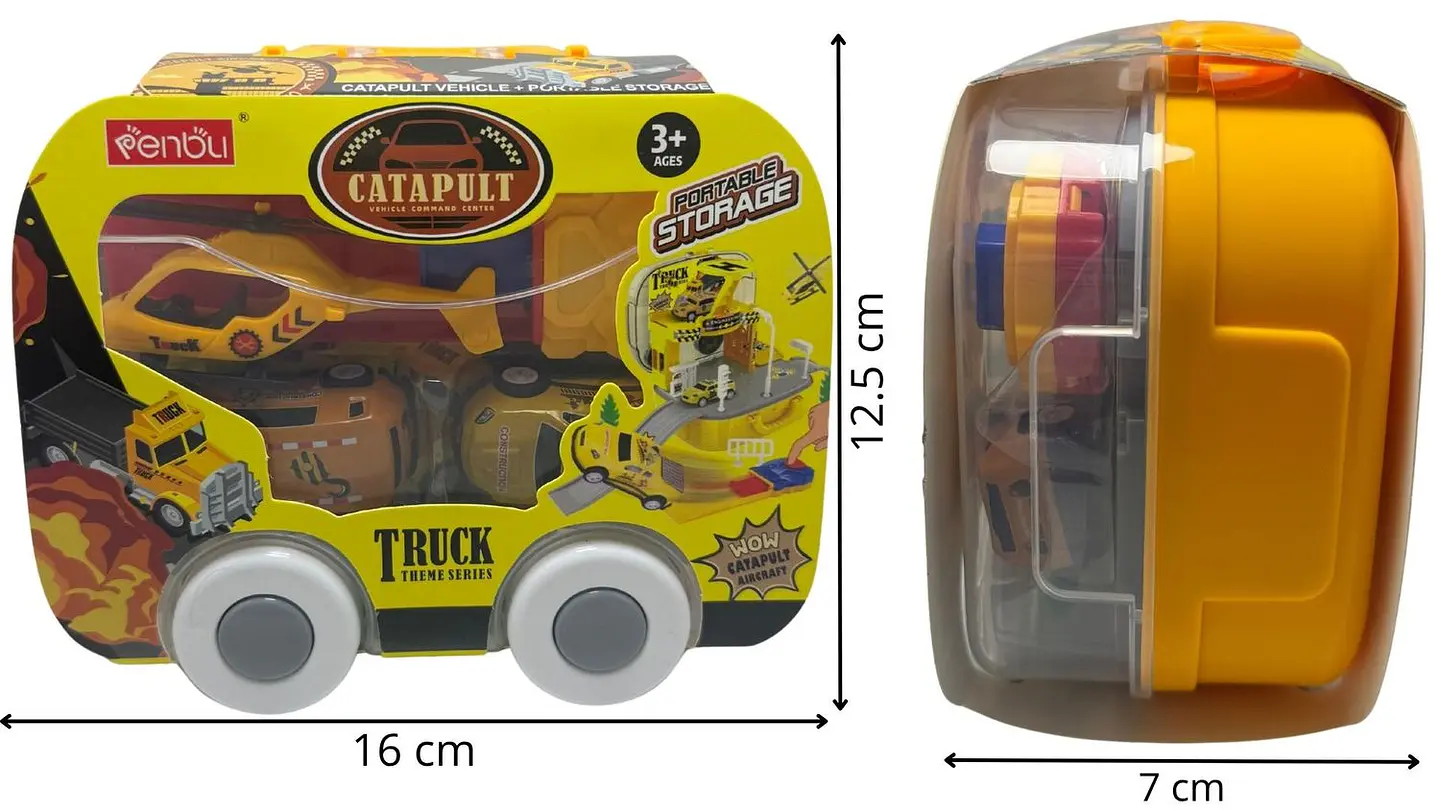 Mini Maleta Construcción Amarillo Pista Carros Juguete Niños 1
