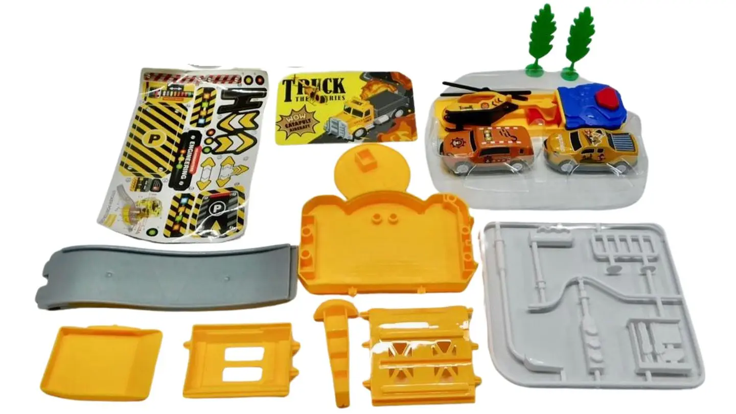 Mini Maleta Construcción Amarillo Pista Carros Juguete Niños 6