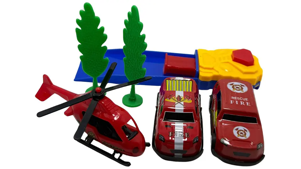 Mini Maleta Bombero Rojo Pista Carros Juguete Niños Portátil 5