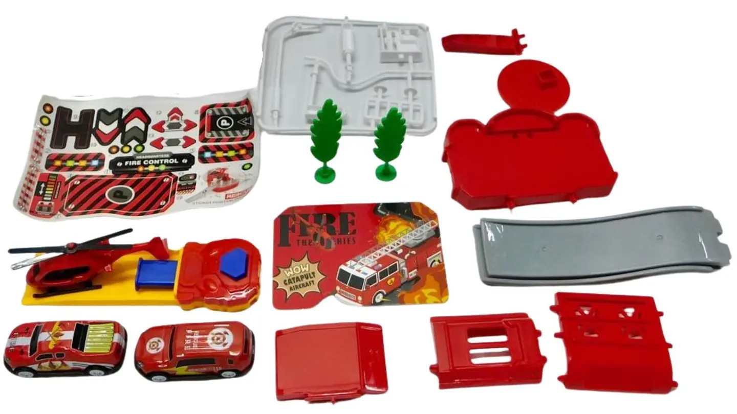 Mini Maleta Bombero Rojo Pista Carros Juguete Niños Portátil 6