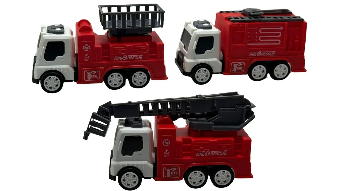 Juguete Set de Carros Manuales Rojo de Bomberos X3und Niños 6