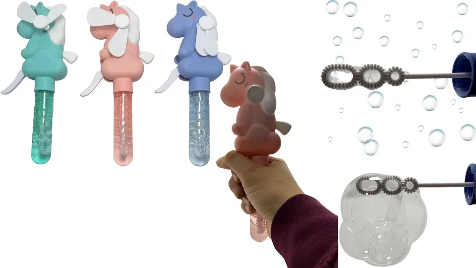Burbujero Unicornio + ventilador Juguete Para Niños Portátil 1