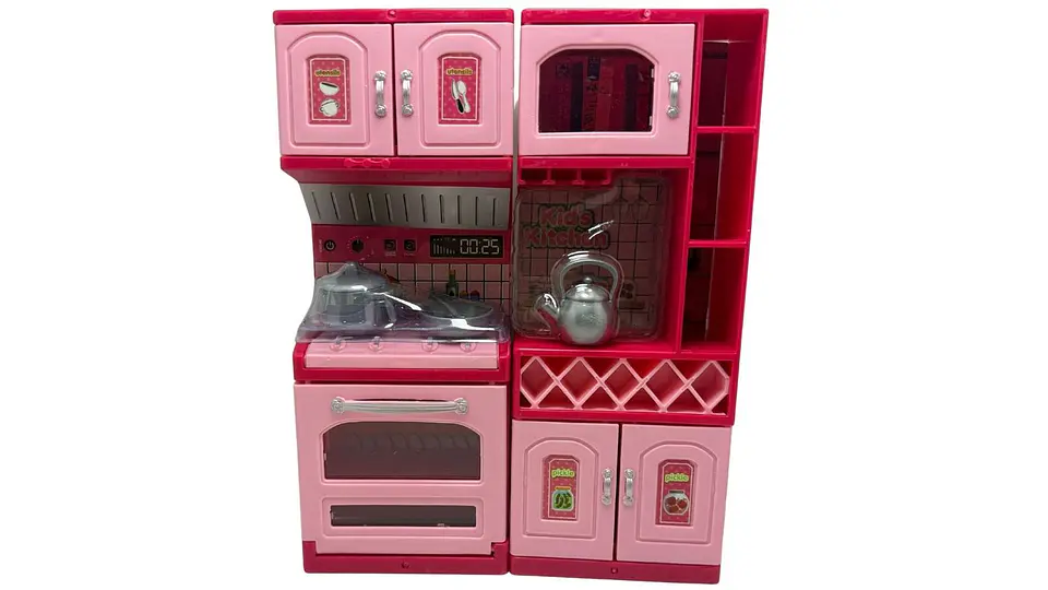 Mini Cocina De Juguete Accesorios Rosado Para Niñas 2 partes 1