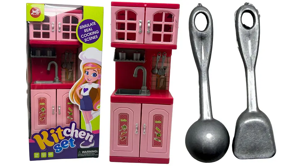 Mini Cocina De Juguete Accesorios Rosado Para Niñas Portátil 1