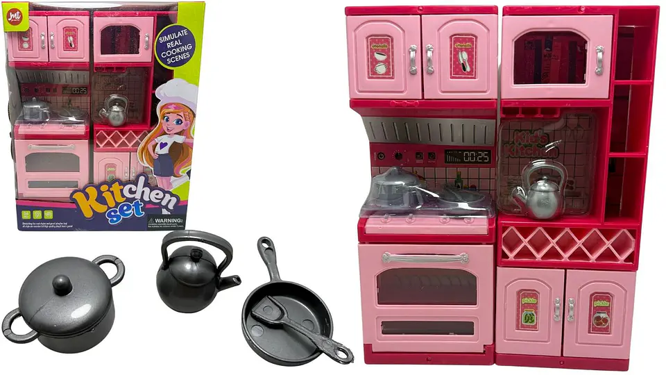 Mini Cocina De Juguete Accesorios Rosado Para Niñas 2 partes 5