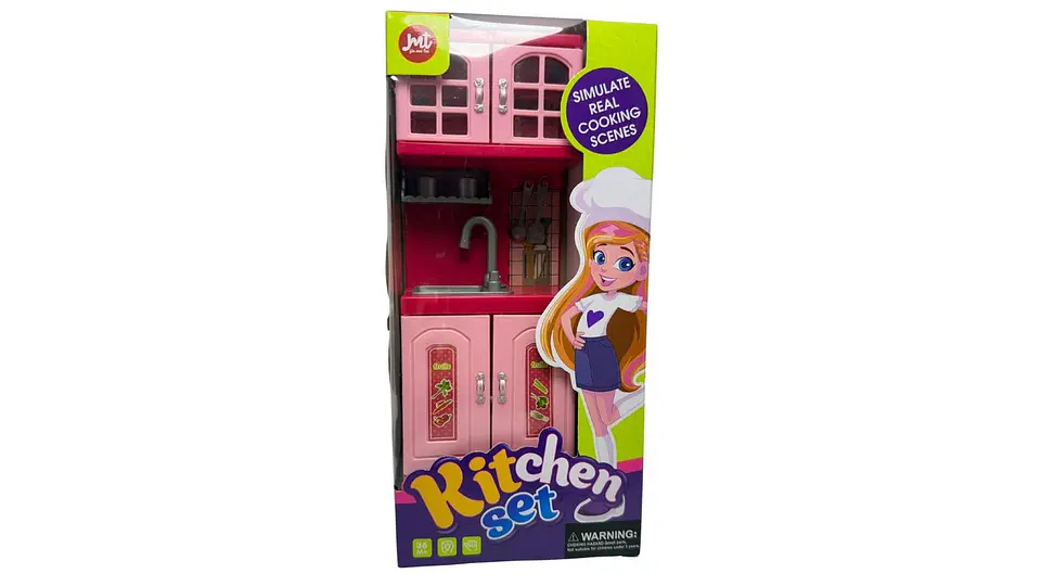 Mini Cocina De Juguete Accesorios Rosado Para Niñas Portátil 3