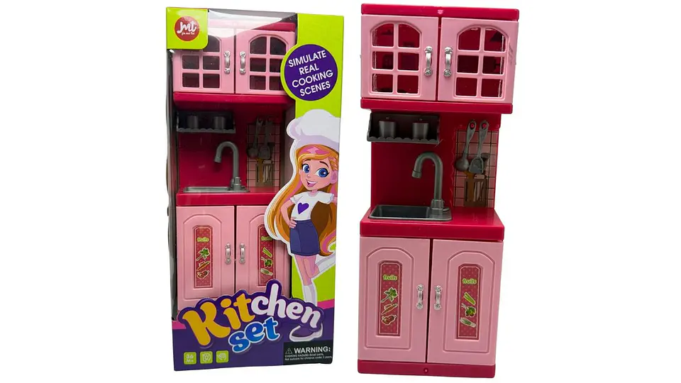 Mini Cocina De Juguete Accesorios Rosado Para Niñas Portátil 4