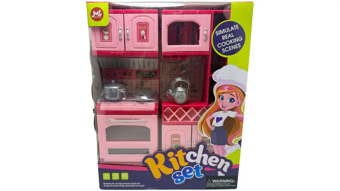 Mini Cocina De Juguete Accesorios Rosado Para Niñas 2 partes 7