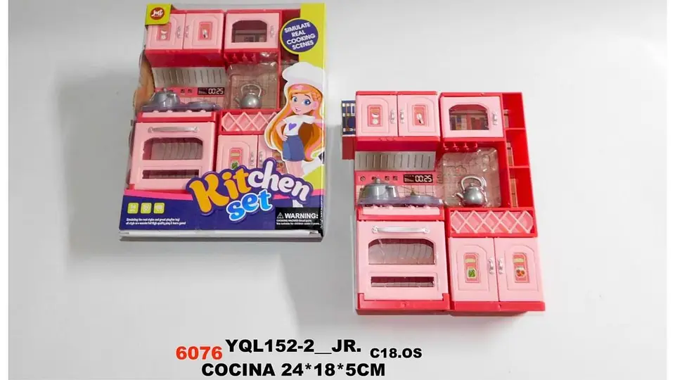 Mini Cocina De Juguete Accesorios Rosado Para Niñas 2 partes 8