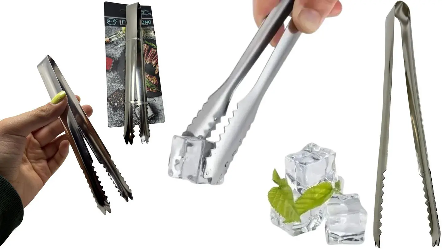 Pinzas Para Hielo Acero Inoxidable Whisky Cocina Profesional 1