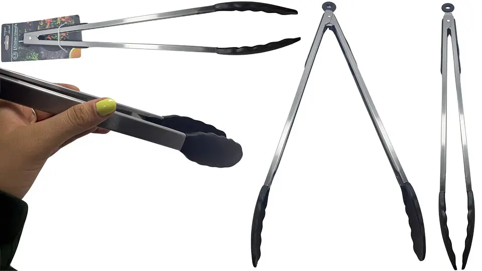Pinza  En Acero Inoxidable Coctel Para Asados punta silicona 1