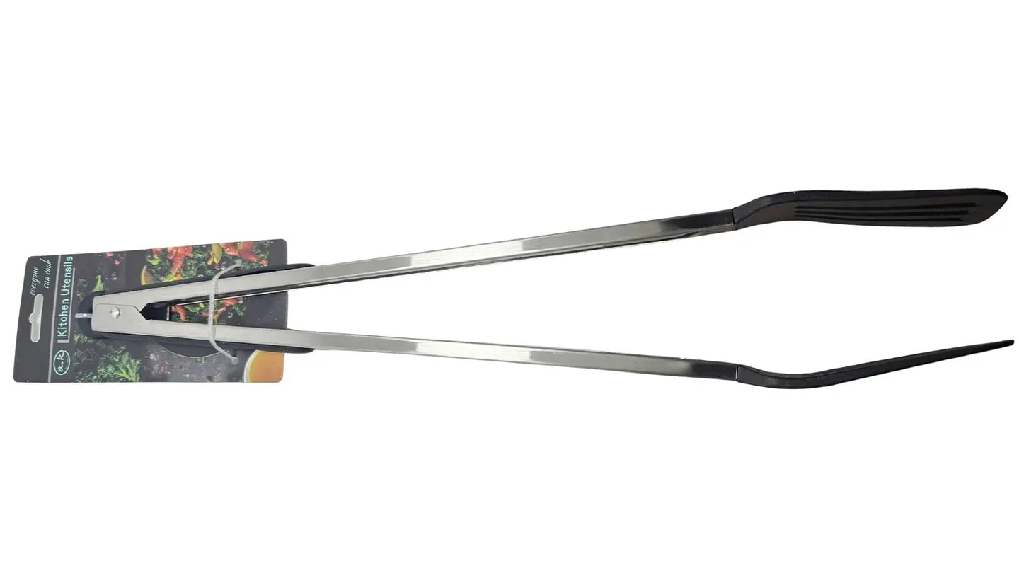 Pinza Acero Inoxidable Par Asados Cocina Punta Pala Silicona 2
