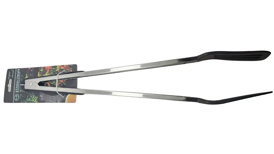 Pinza Acero Inoxidable Par Asados Cocina Punta Pala Silicona 2