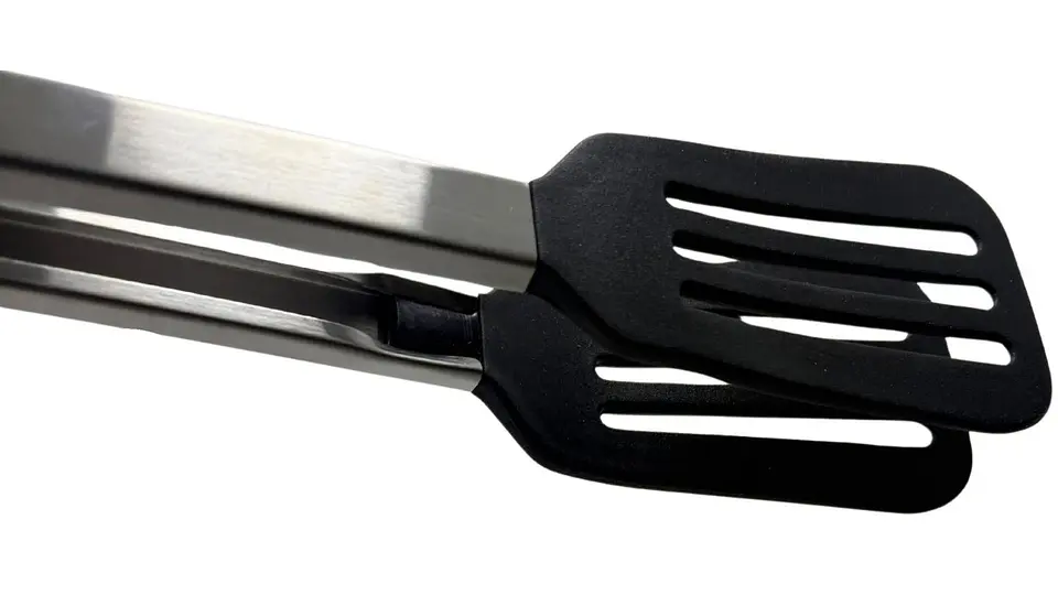 Pinza Acero Inoxidable Par Asados Cocina Punta Pala Silicona 3