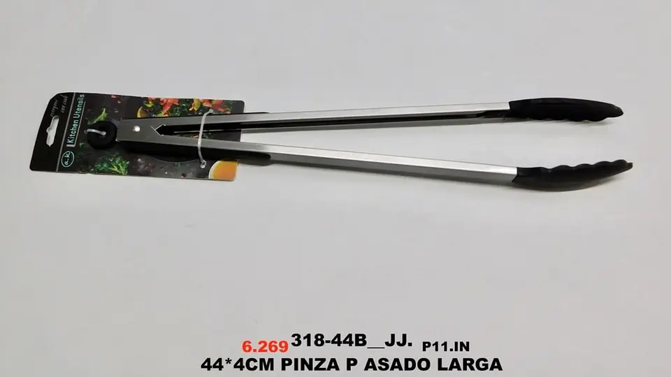 Pinza  En Acero Inoxidable Coctel Para Asados punta silicona 6