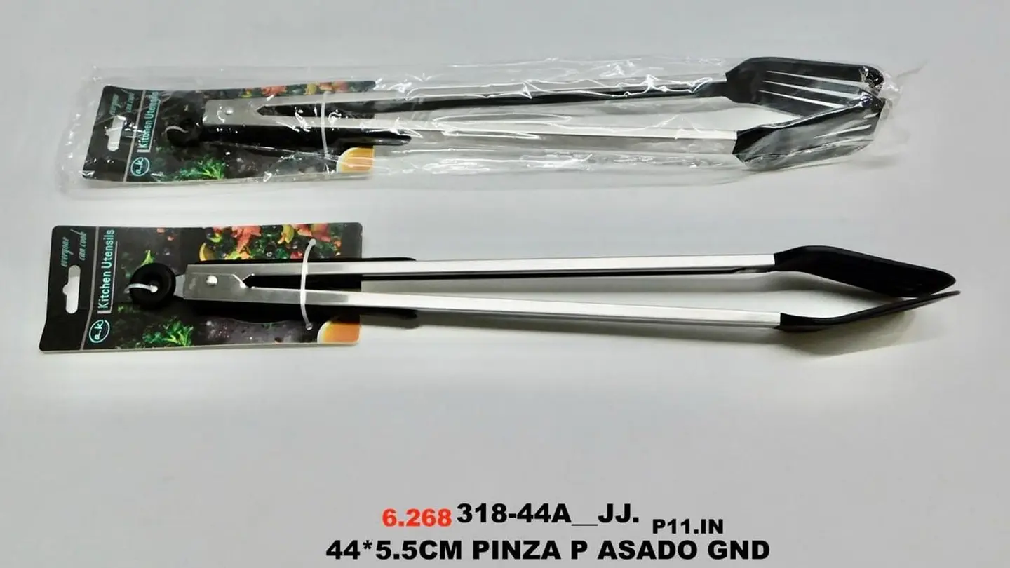 Pinza Acero Inoxidable Par Asados Cocina Punta Pala Silicona 6
