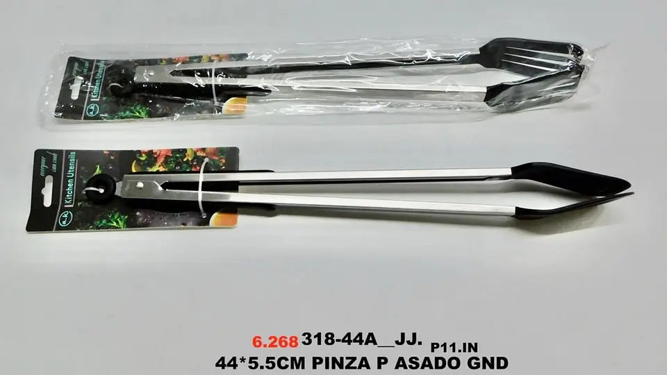 Pinza Acero Inoxidable Par Asados Cocina Punta Pala Silicona 6