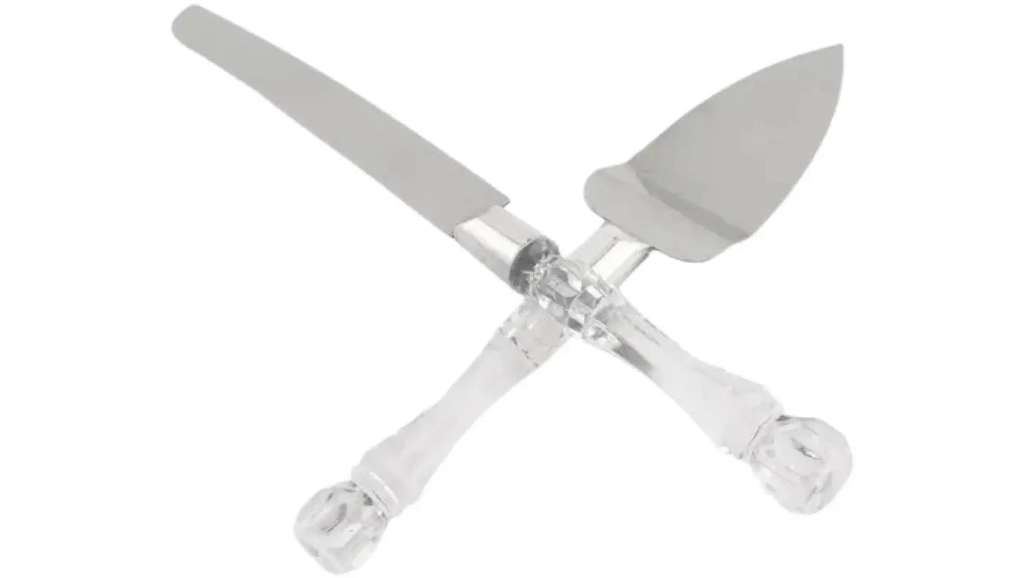 Juego Cuchillo + Pala Espatula Acero Ponque Boda Matrimonio Plateado 4