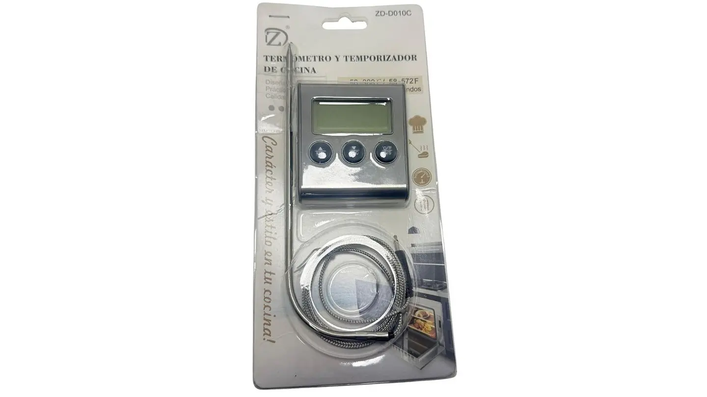 Termómetro e Hidrómetro Digital  de cocina Horno Cocina Acero Inoxidable Sonda 3