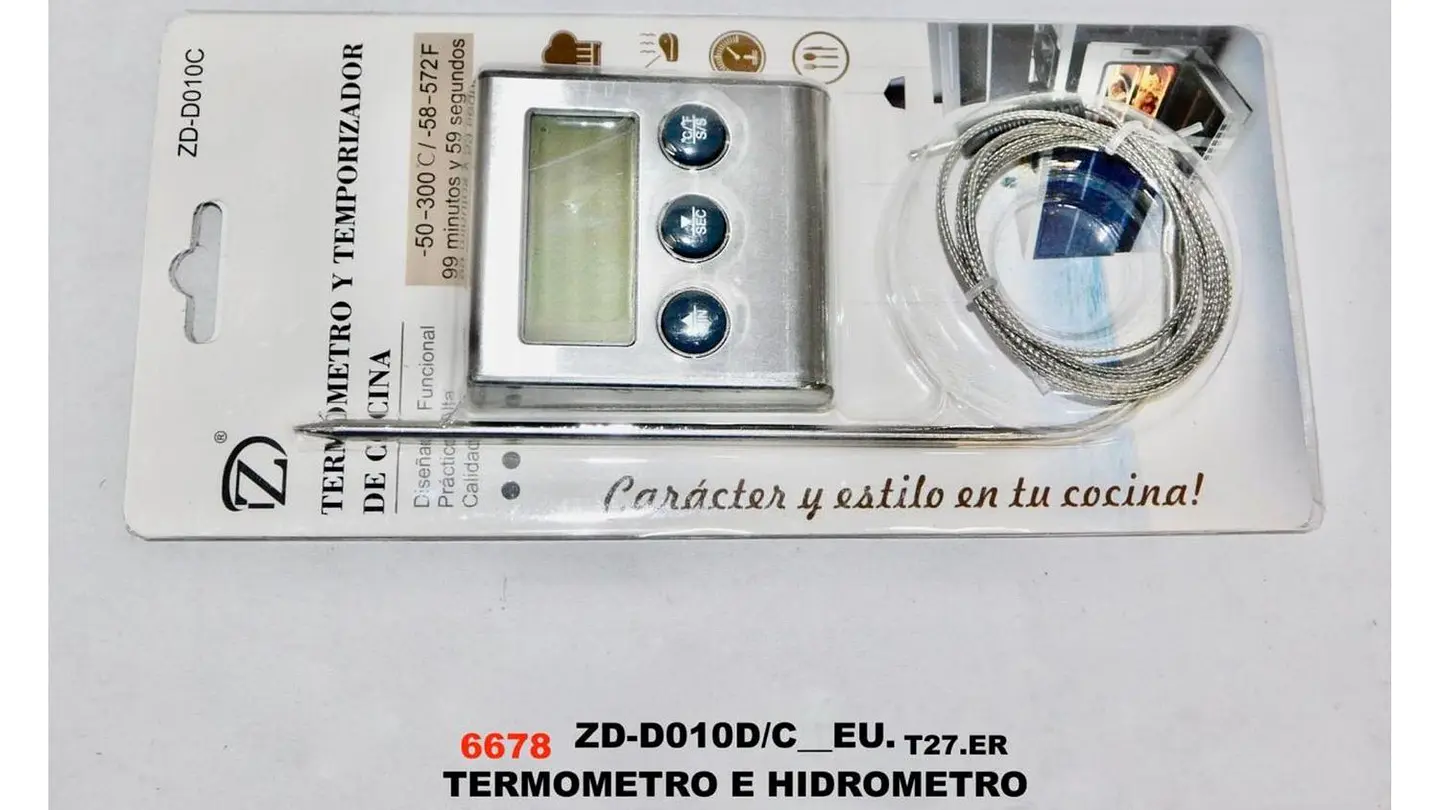 Termómetro e Hidrómetro Digital  de cocina Horno Cocina Acero Inoxidable Sonda 5