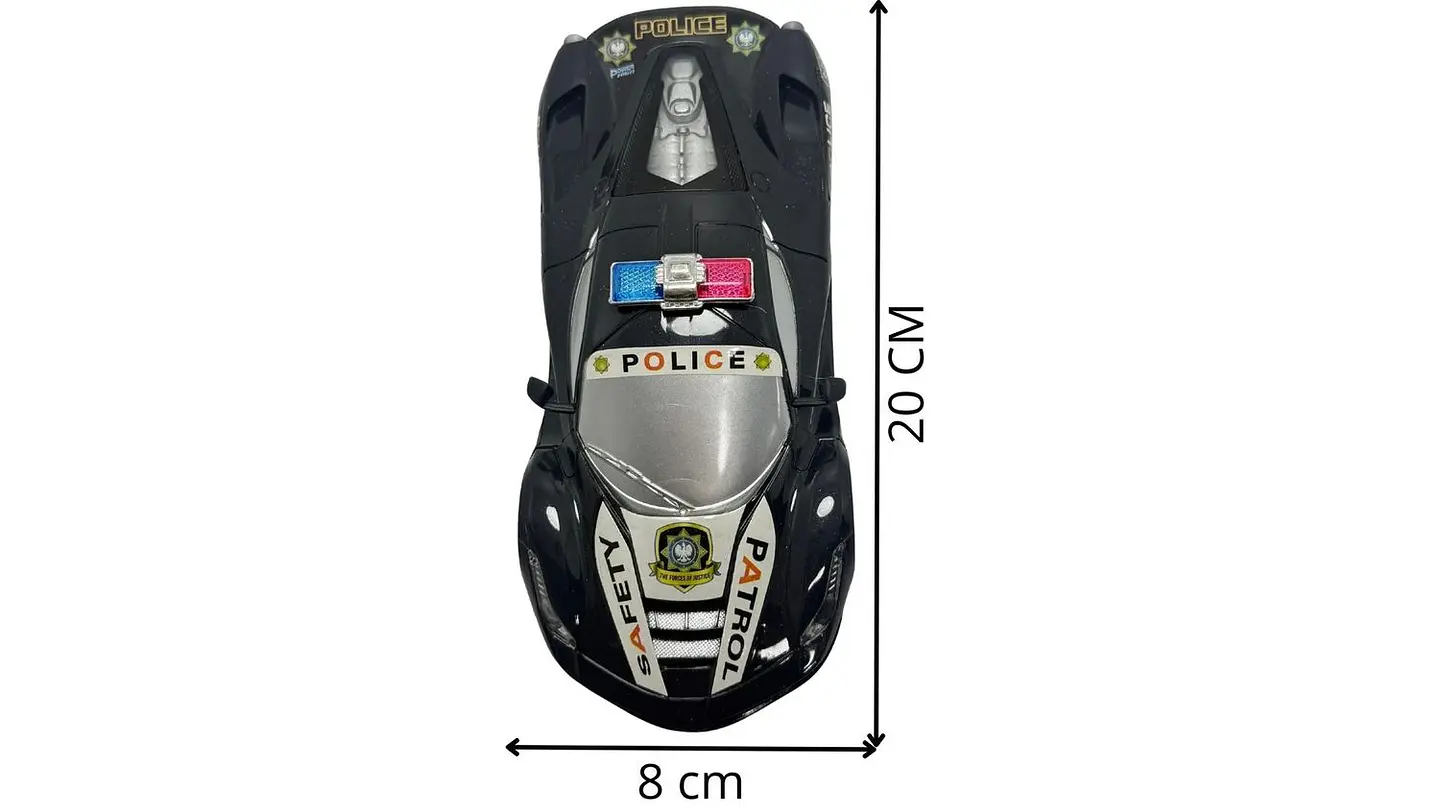 Carro Policía Luces Coche Auto Control Remoto Recargable Policía Negro 7