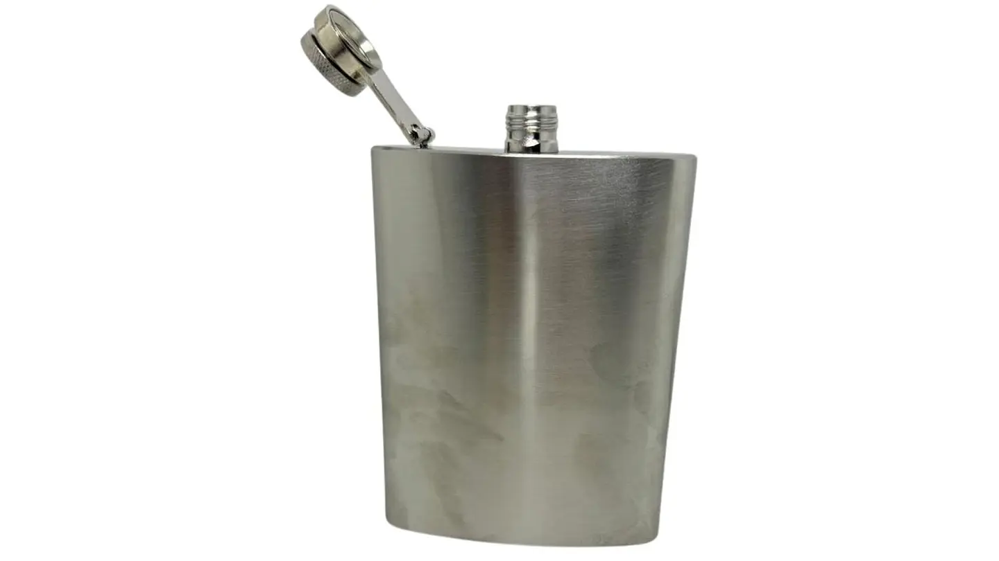 Whiskera Licorera Metálica Plateada De 8onz Acero Inoxidable 3