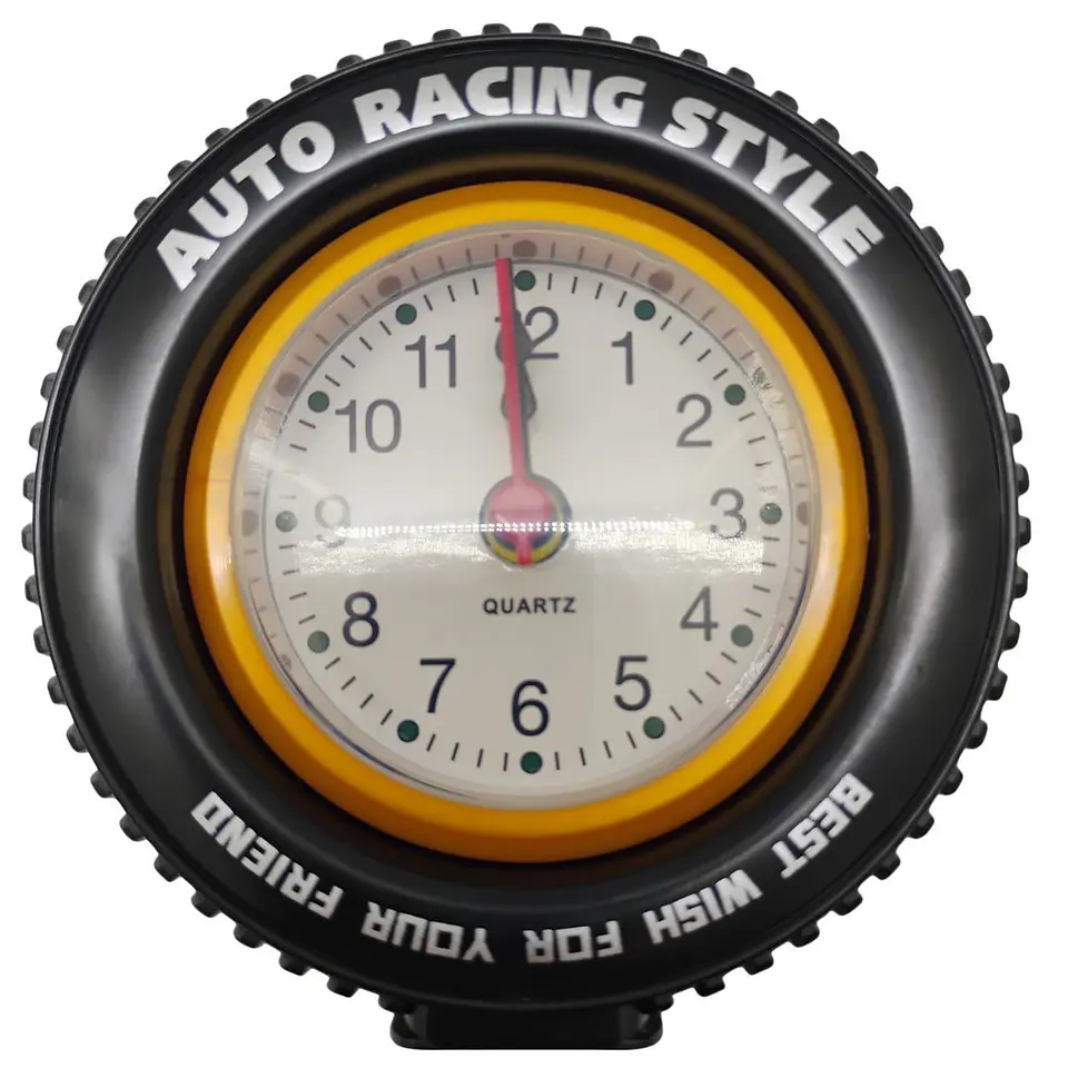 Reloj De Mesa Estilo Llanta Racing Auto Quartz Decorativo Negro 15v 4