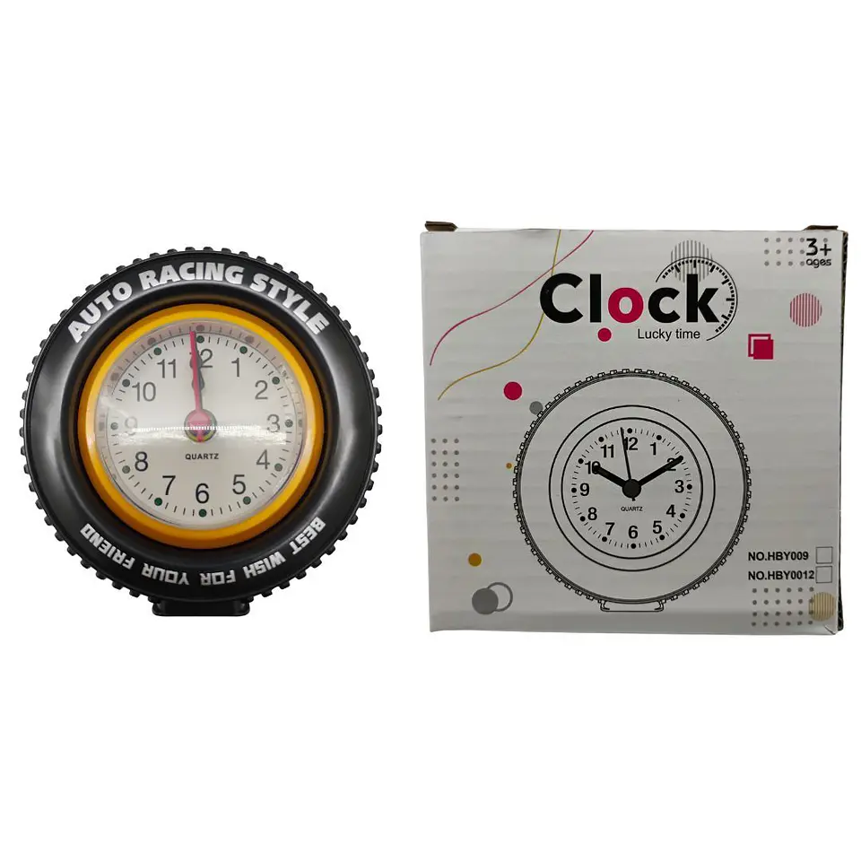 Reloj De Mesa Estilo Llanta Racing Auto Quartz Decorativo Negro 15v 5