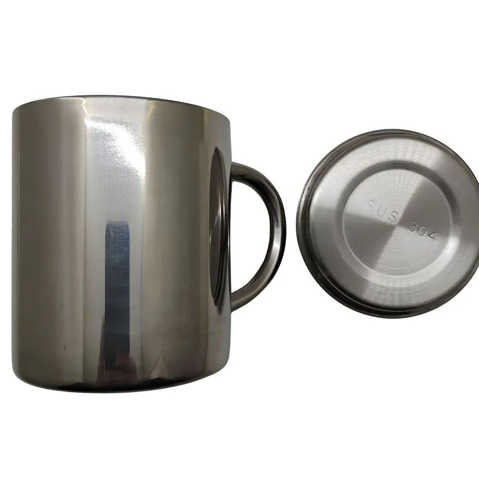 Vaso Metalico Cafe Acero Inoxidable 300ml Utensilios Cocina Plateado Liso 2
