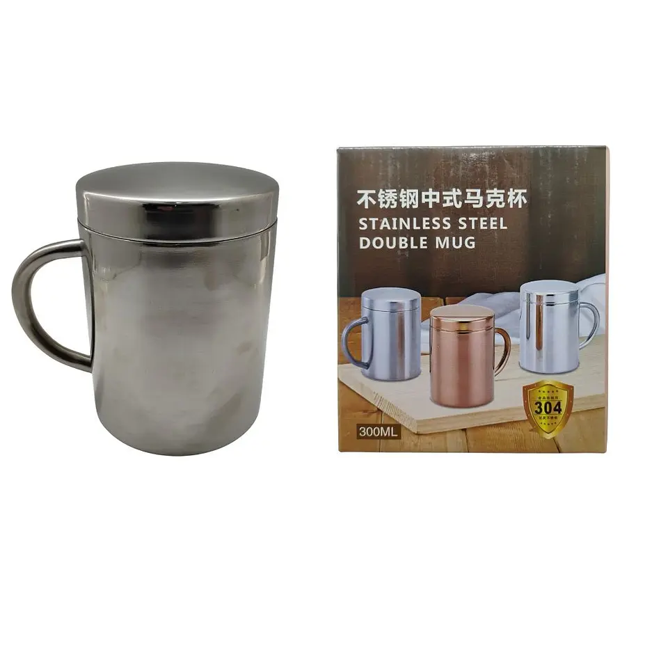 Vaso Metalico Cafe Acero Inoxidable 300ml Utensilios Cocina Plateado Liso 3