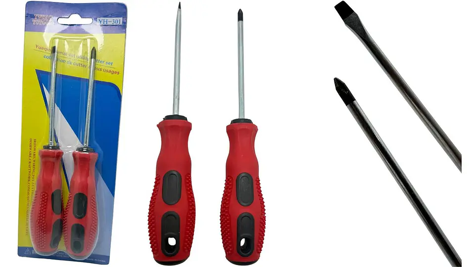 Set X 2U destornilladores plano estrella rojo punta metálica 2