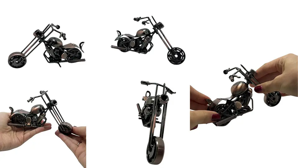 Moto metálica de colección color bronce estilo clásico retro 1