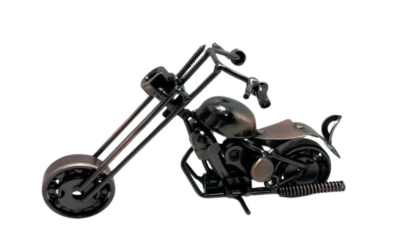 Moto metálica de colección color bronce estilo clásico retro 5