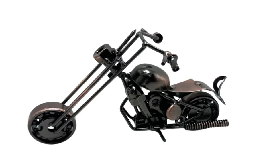 Moto metálica de colección color bronce estilo clásico retro 5
