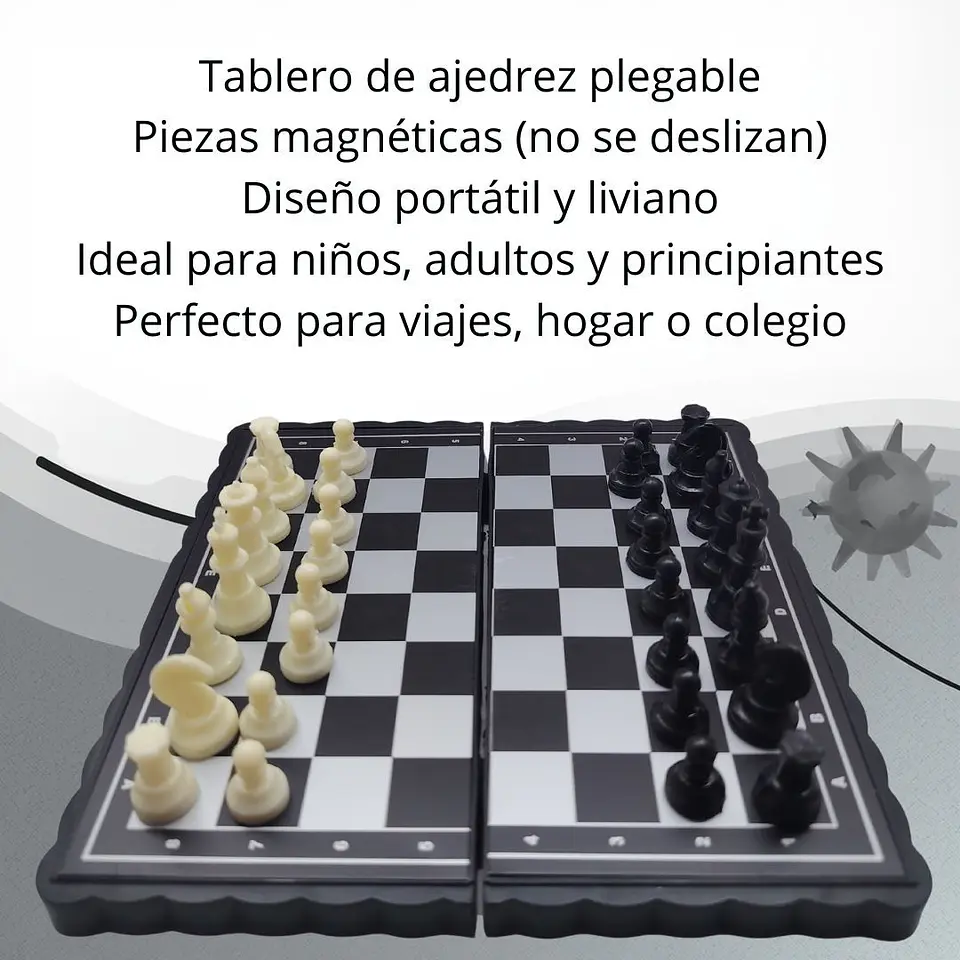Ajedrez Magnético Plegable Portátil Juego De Mesa Educativo 5