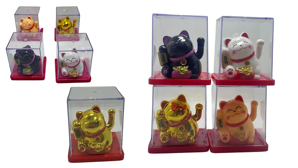 Gato De La Suerte Maneki Neko Tradicional En Colores Clasico 3