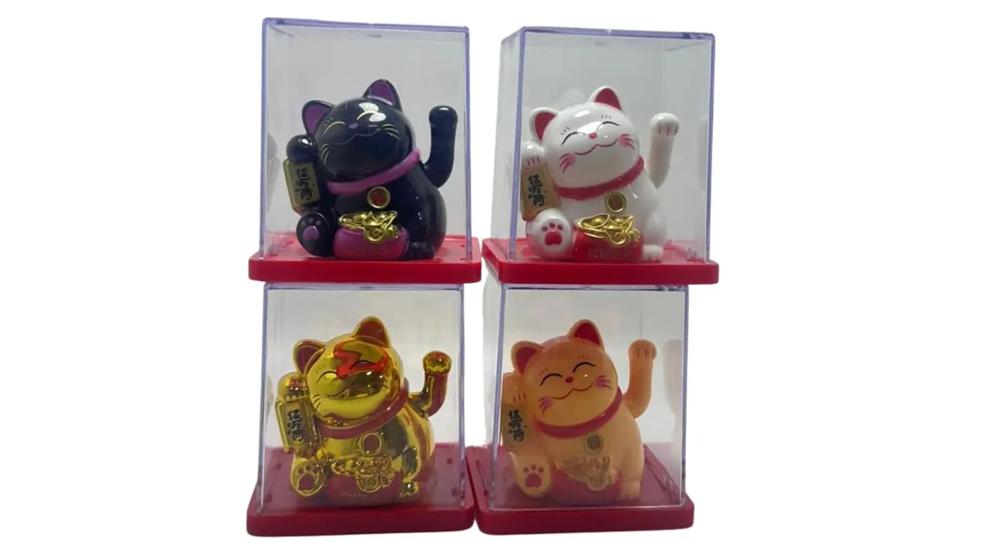 Gato De La Suerte Maneki Neko Tradicional En Colores Clasico 4