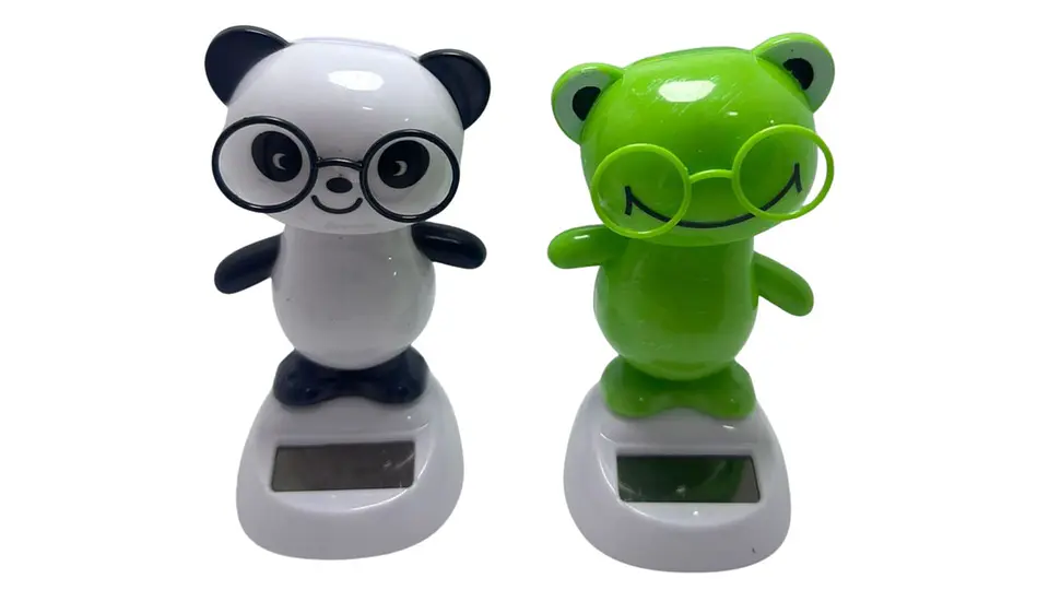 Figura solar decorativa de panda o rana con cabeza móvil 1