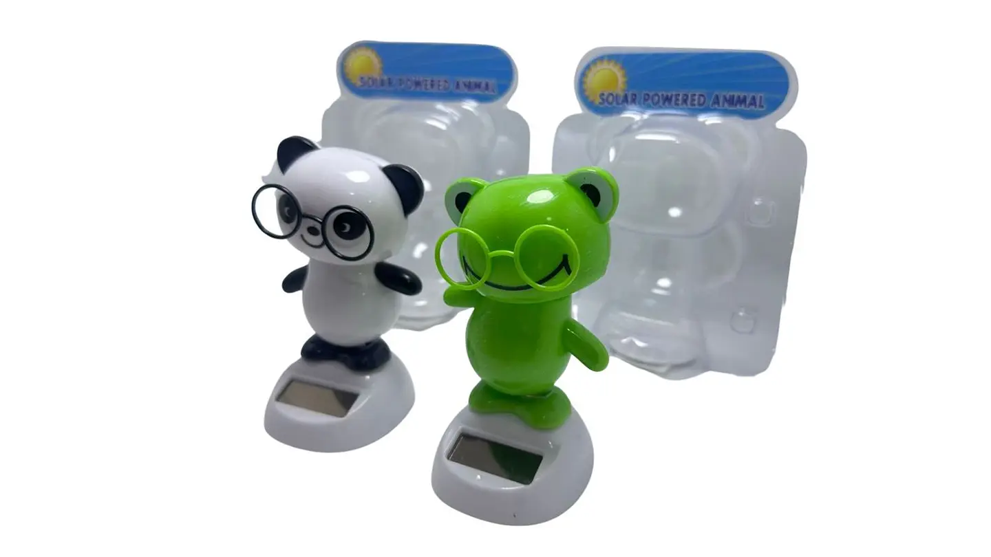 Figura solar decorativa de panda o rana con cabeza móvil 5
