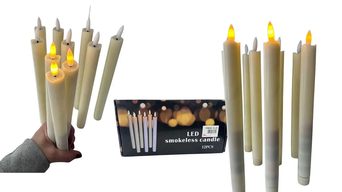 Velas decorativas con pila efecto cera que alumbran x 12 2