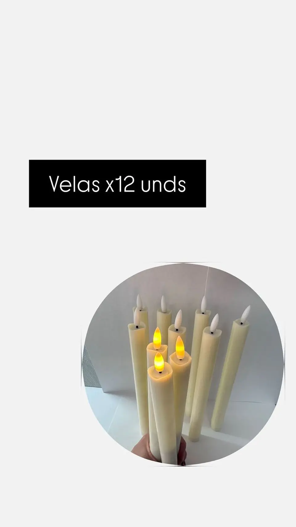 Velas decorativas con pila efecto cera que alumbran x 12 4