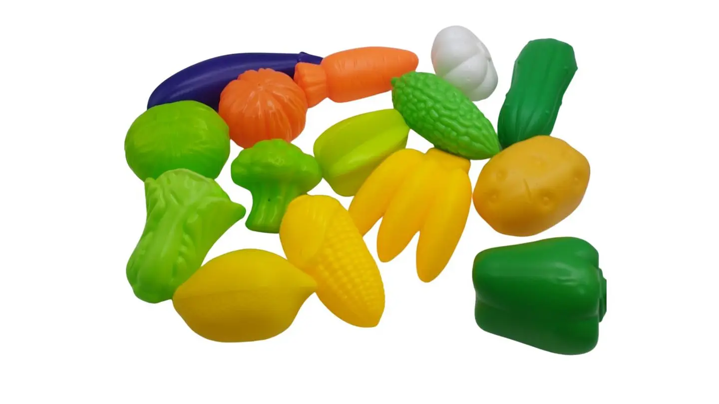 Kit de supermercado carrito frutas y vegetales 27 pcs para simular compras 2